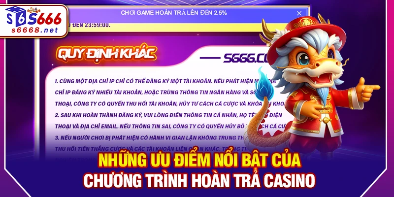 Những ưu điểm nổi bật của chương trình Hoàn trả casino